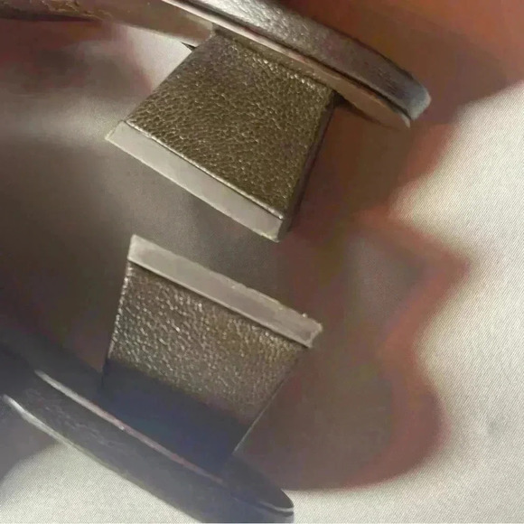 Tory Burch Mellow Leather Slingback Pumps 6 Square Toe Mules Block Heel Slouchy - Picture 6 of 9